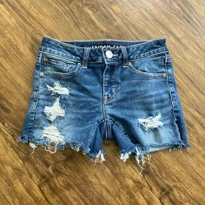 American Eagle Outfitters Women's Distressed Blue Denim Shorts